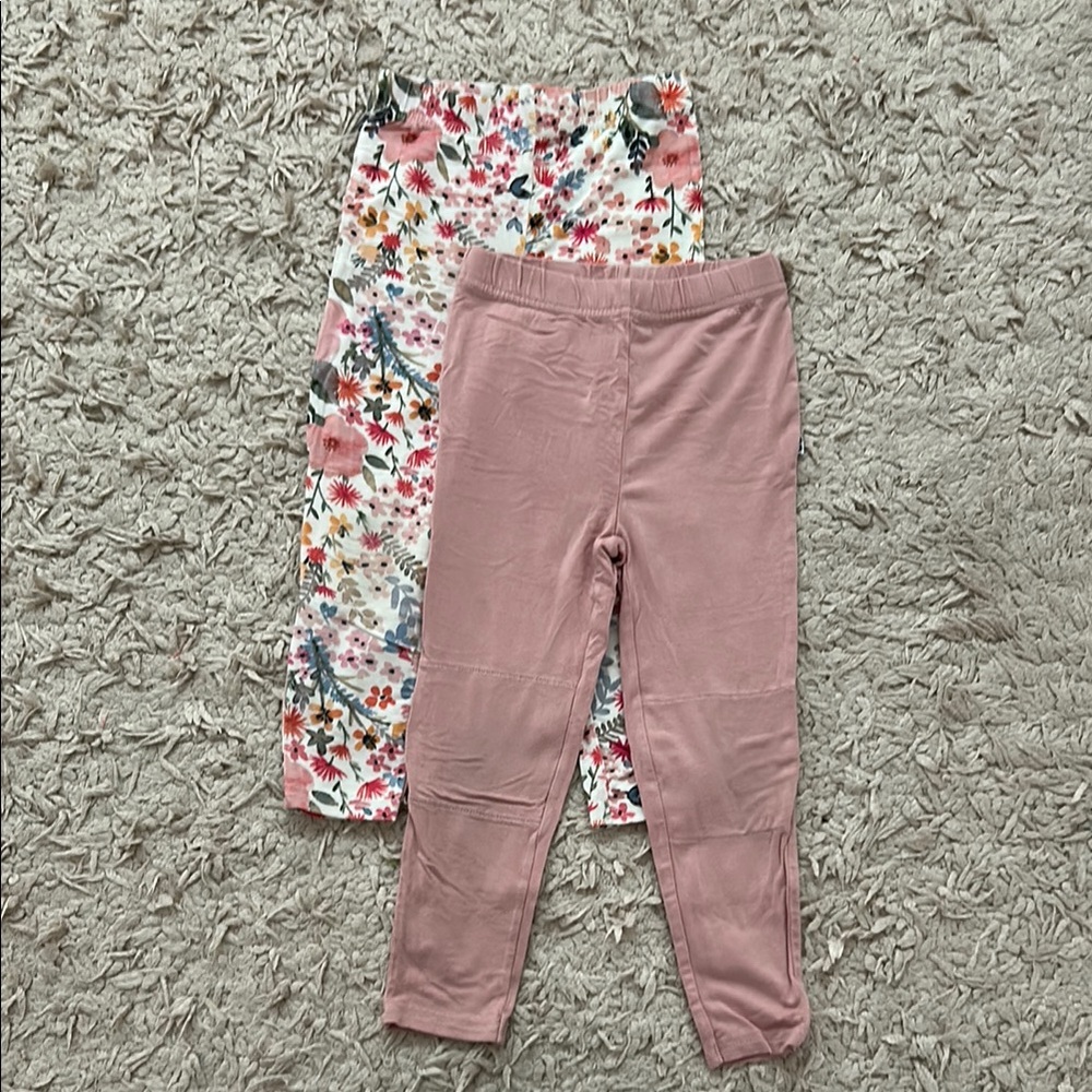 Little Sleepies Floral and Pink Leggings Set